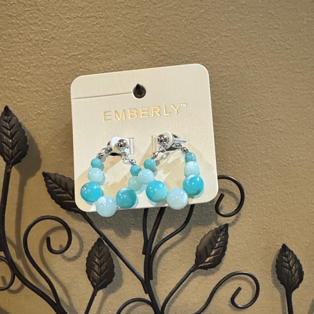 Emberly Blue and White Beaded Earrings
